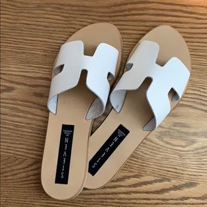 Steve Madden Greece sandals white leather